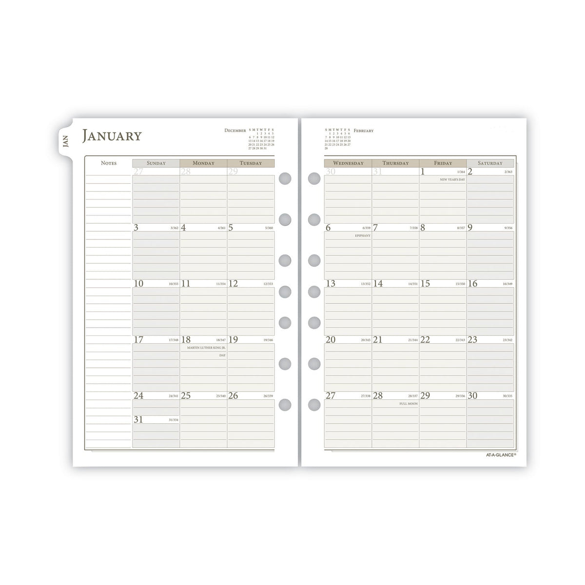 AT-A-GLANCE 1-Page-Per-Day Planner Refills, 8.5 x 5.5, White Sheets, 12-Month (Jan to Dec): 2023