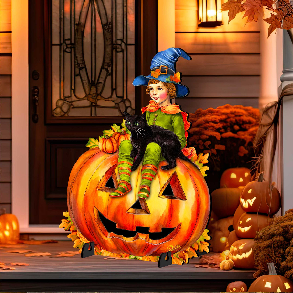 Boy on Pumpkin Freestanding  Decor - Halloween Yard Decor by G. Debrekht - Halloween Decor- 8652795F