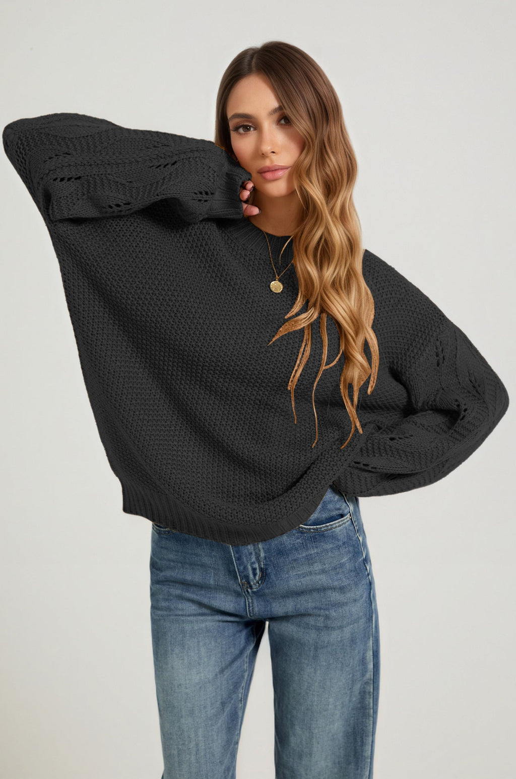 Arrival Womens Solid-color Pullover Sweater