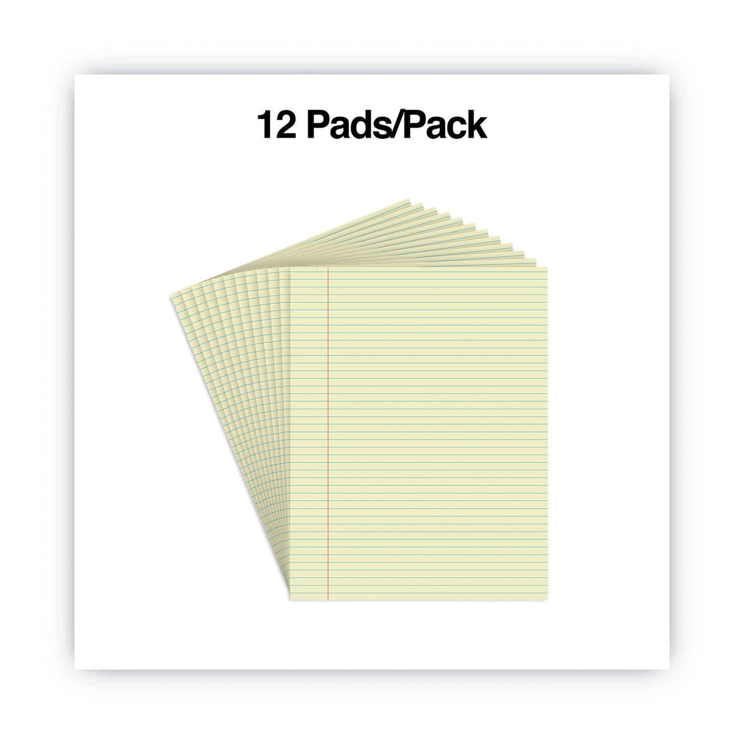 Universal Glue Top Pads, Narrow Rule, 50 Canary-Yellow 8.5 x 11 Sheets, Dozen