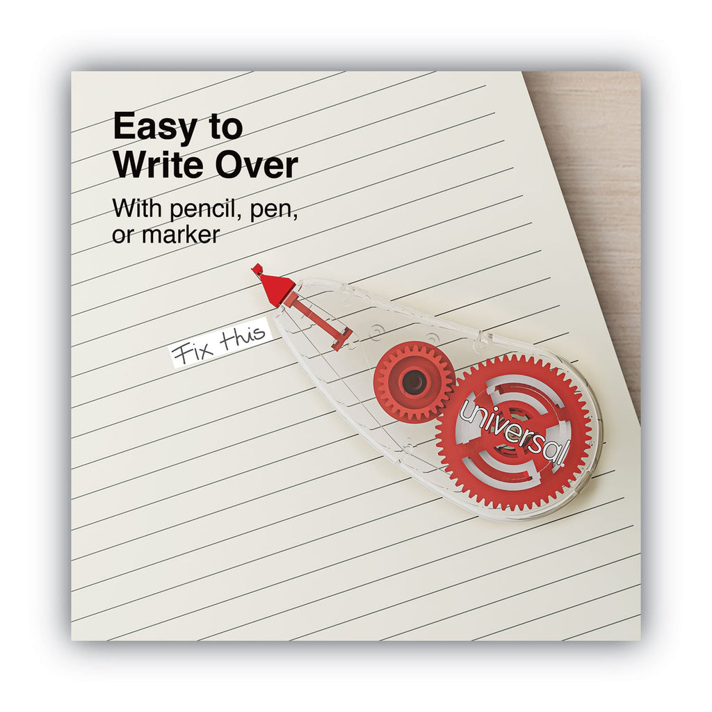 Universal Correction Tape Dispenser, Non-Refillable, Transparent Red Applicator, 0.2" x 315", 2/Pack