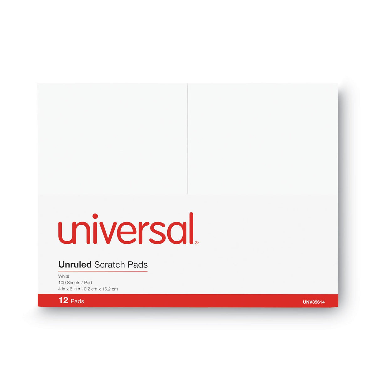 Universal Scratch Pads, Unruled, 4 x 6, White, 100 Sheets, 12/Pack