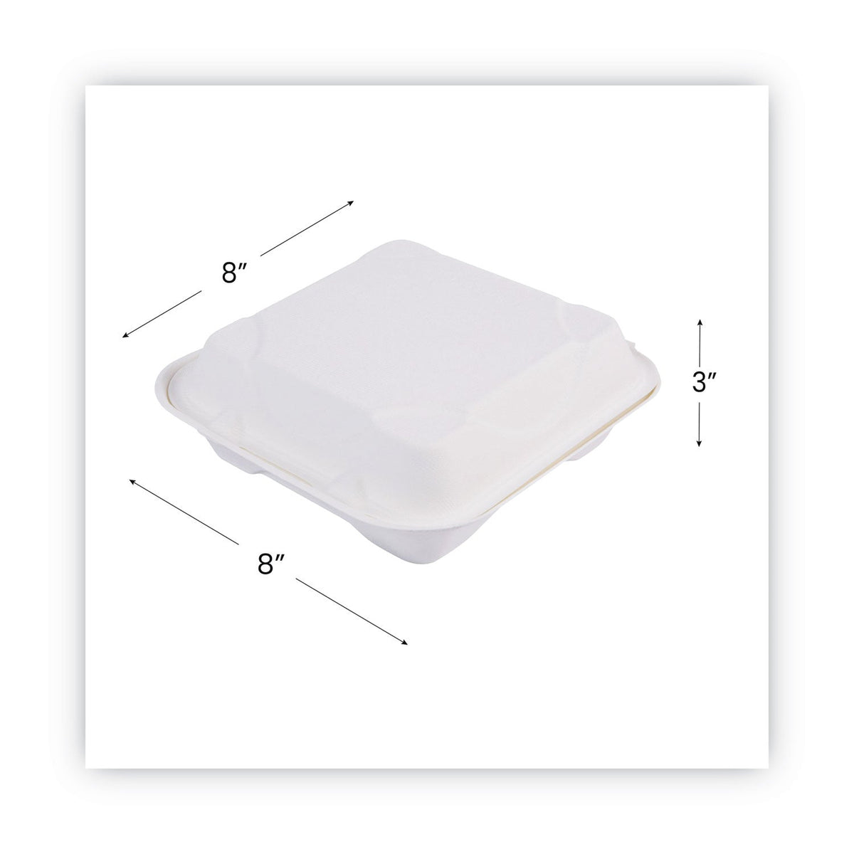 Eco-Products Renewable and Compostable Sugarcane Clamshells, 9 x 9 x 3, White, 50/Pack, 4 Packs/Carton