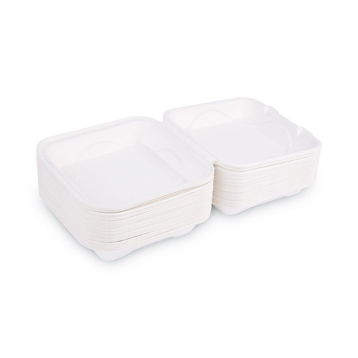 Eco-Products Renewable and Compostable Sugarcane Clamshells, 9 x 9 x 3, White, 50/Pack, 4 Packs/Carton