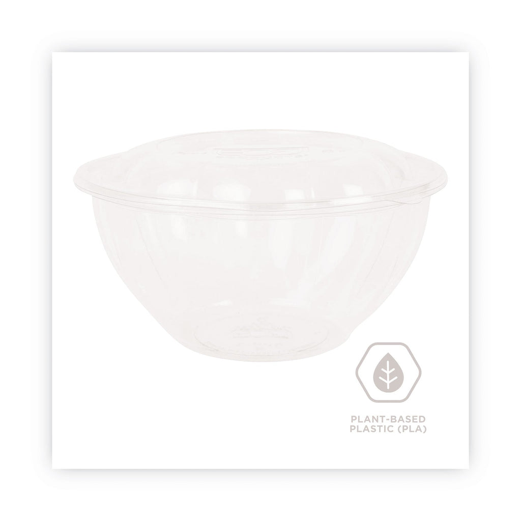 Eco-Products Renewable and Compostable Salad Bowls with Lids, 32 oz, Clear, Plastic, 50/Pack, 3 Packs/Carton