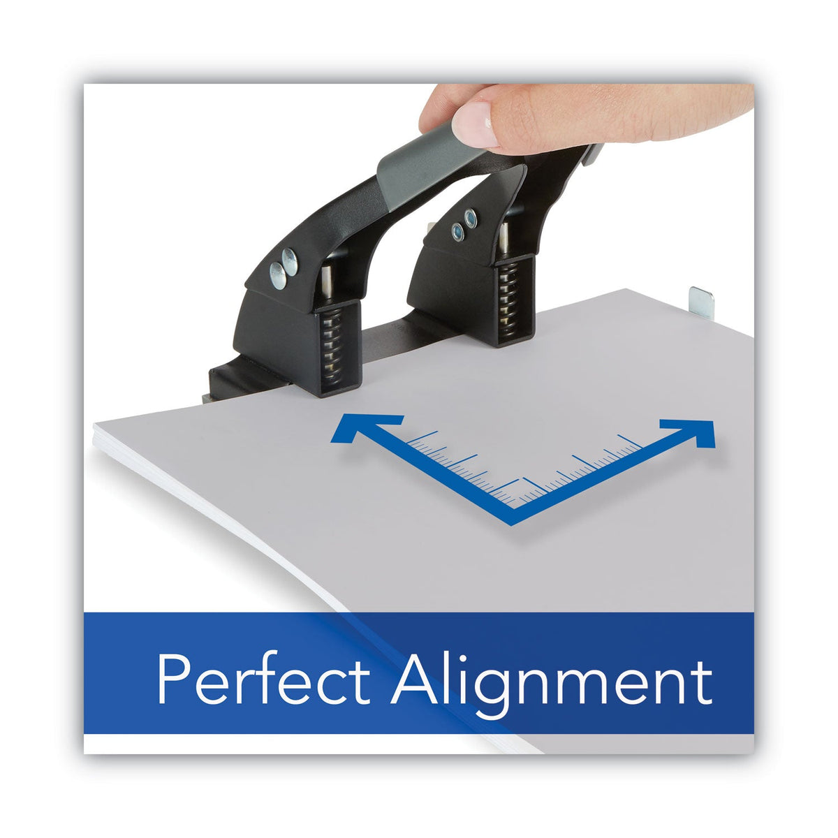 Swingline 28-Sheet Comfort Handle Steel Two-Hole Punch, 1/4" Holes, Black/Gray