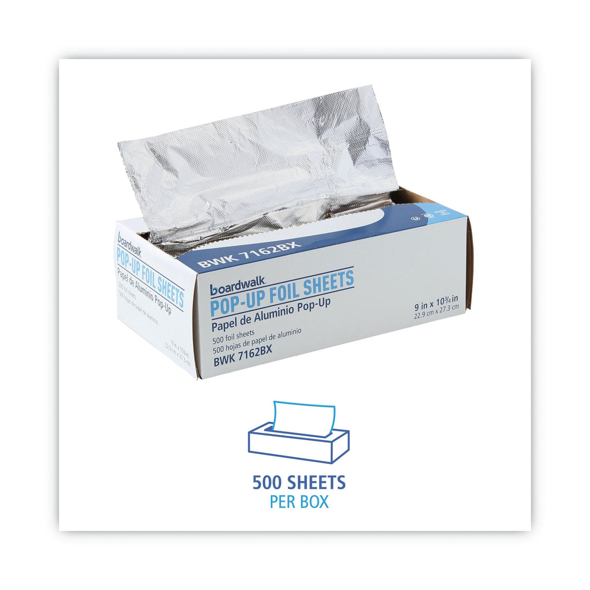 Boardwalk Standard Aluminum Foil Pop-Up Sheets, 9 x 10.75, 500/Box