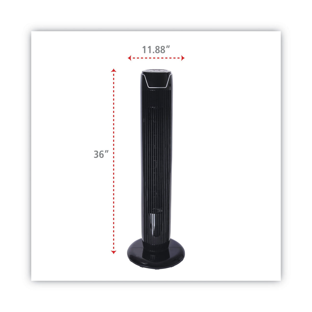 Alera 36" 3-Speed Oscillating Tower Fan with Remote Control, Plastic, Black