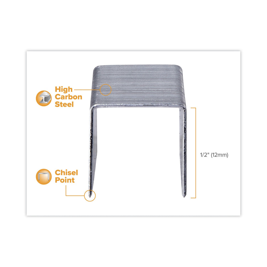 Bostitch Heavy-Duty Premium Staples, 0.5" Leg, 0.5" Crown, Steel, 1,000/Box