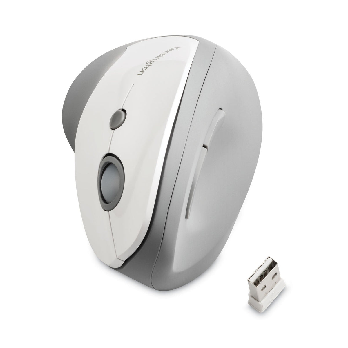 Kensington Pro Fit Ergo Vertical Wireless Mouse, 2.4 GHz Frequency/65.62 ft Wireless Range, Right Hand Use, Gray