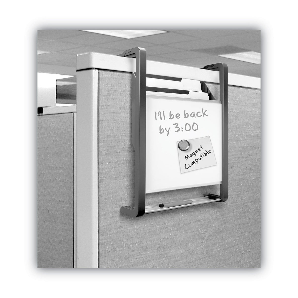 Quartet Hanging File Pocket with Dry Erase Board, 3 Sections, Letter Size, 15" x 4", x 20", Black