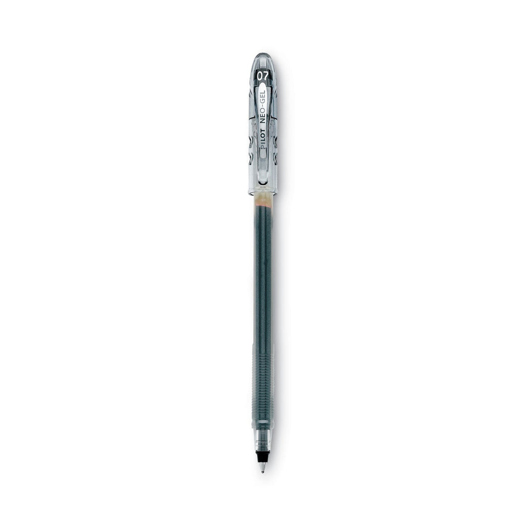 Pilot Neo-Gel Gel Pen, Stick, Fine 0.7 mm, Black Ink, Black Barrel, Dozen