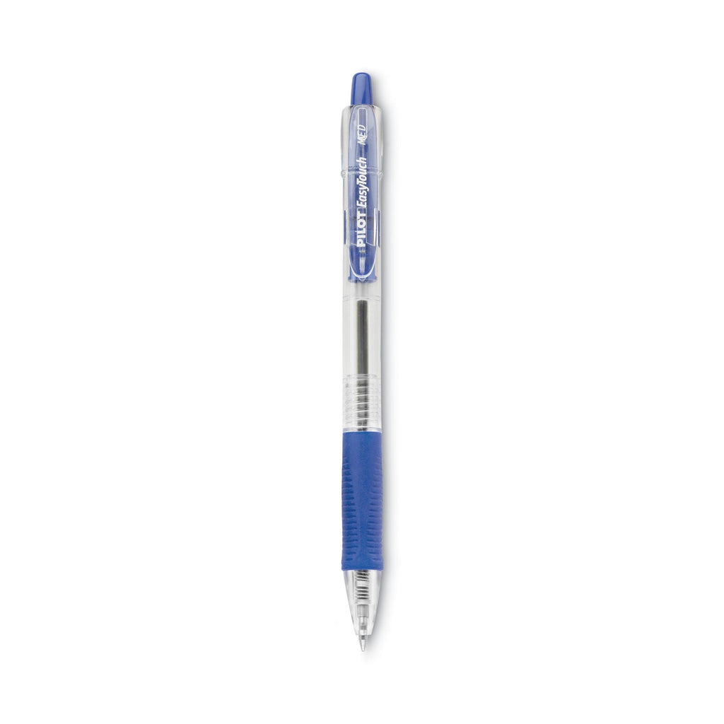 Pilot EasyTouch Ballpoint Pen, Retractable, Medium 1 mm, Blue Ink, Clear Barrel, Dozen