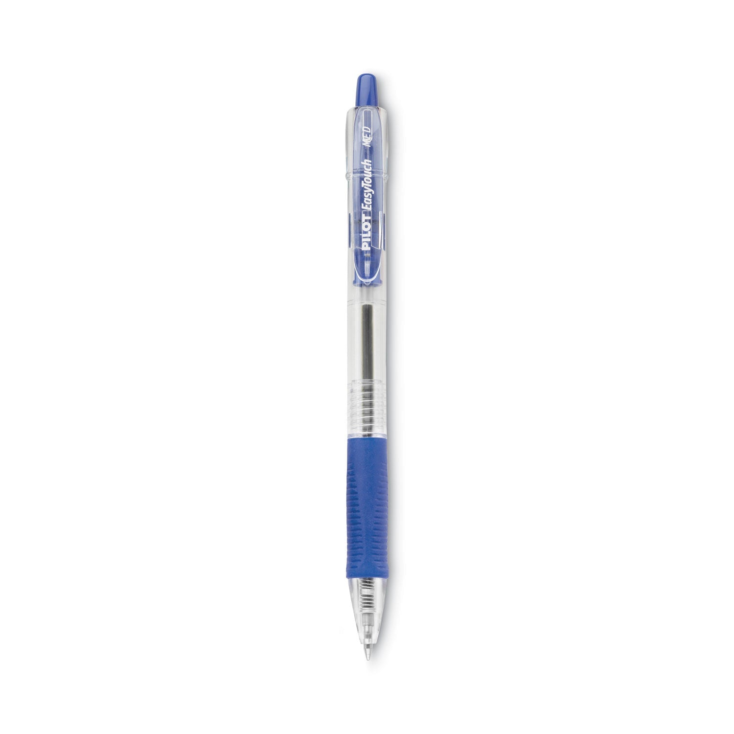 Pilot EasyTouch Ballpoint Pen, Retractable, Medium 1 mm, Blue Ink, Clear Barrel, Dozen