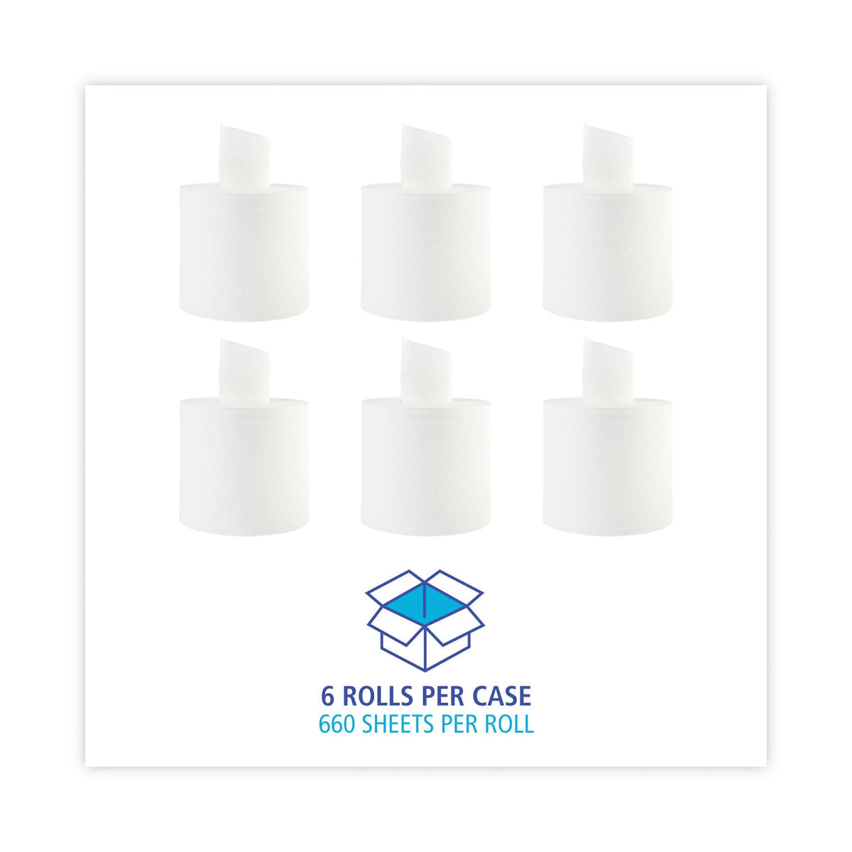 Boardwalk Center-Pull Hand Towels, 2-Ply, Perforated, 7.87 x 10, White, 660/Roll, 6 Rolls/Carton