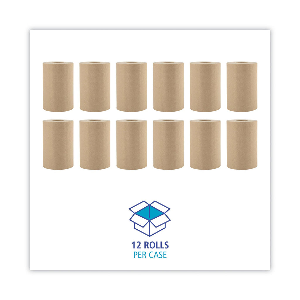 Boardwalk Hardwound Paper Towels, 1-Ply, 8" x 350 ft, Natural, 12 Rolls/Carton