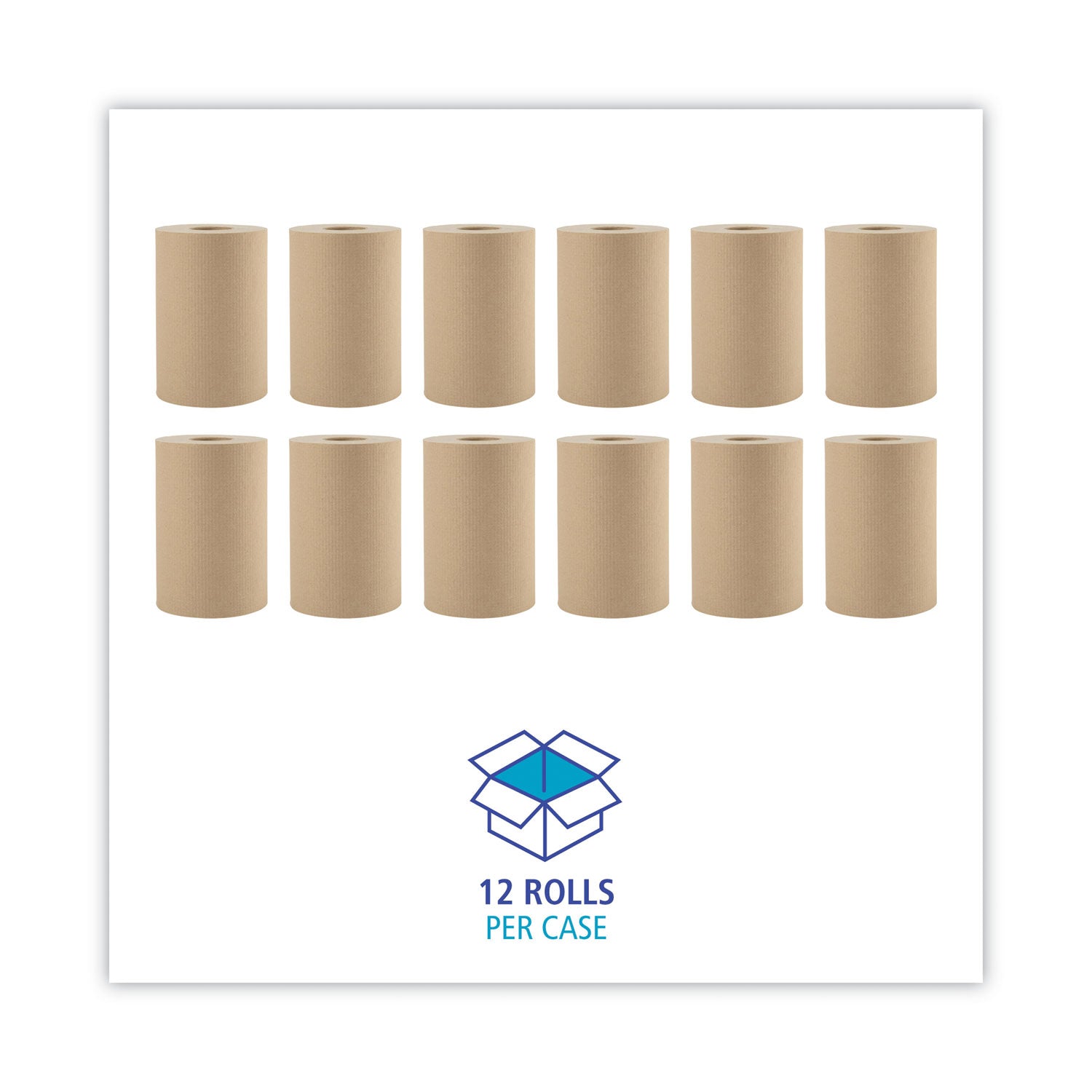 Boardwalk Hardwound Paper Towels, 1-Ply, 8" x 350 ft, Natural, 12 Rolls/Carton