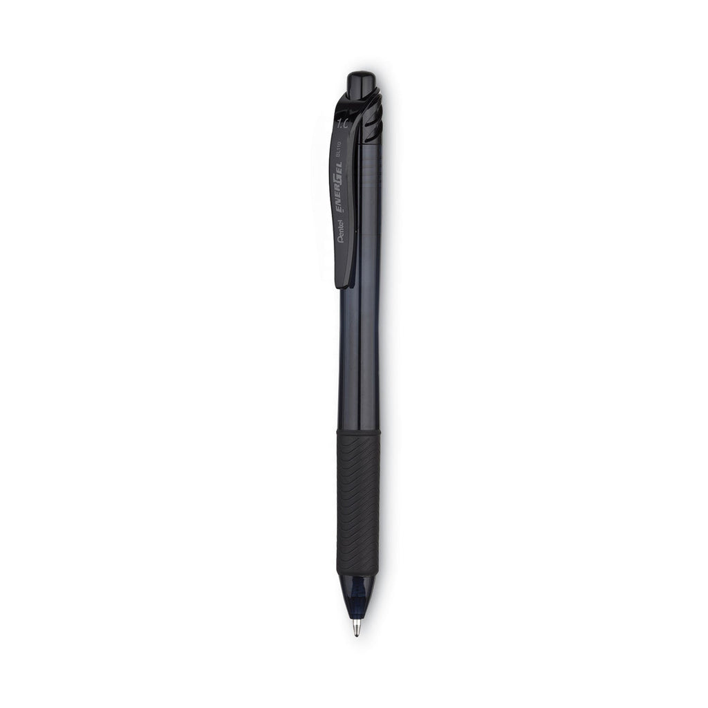Pentel EnerGel-X Gel Pen, Retractable, Bold 1 mm, Black Ink, Smoke Barrel, Dozen