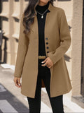 Elegant Wool Stand-collar Trench Coat Mid-length Style For Women