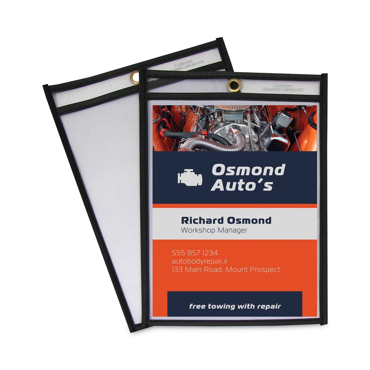 C-Line Shop Ticket Holders, Stitched, Both Sides Clear, 50 Sheets, 6 x 9, 25/Box