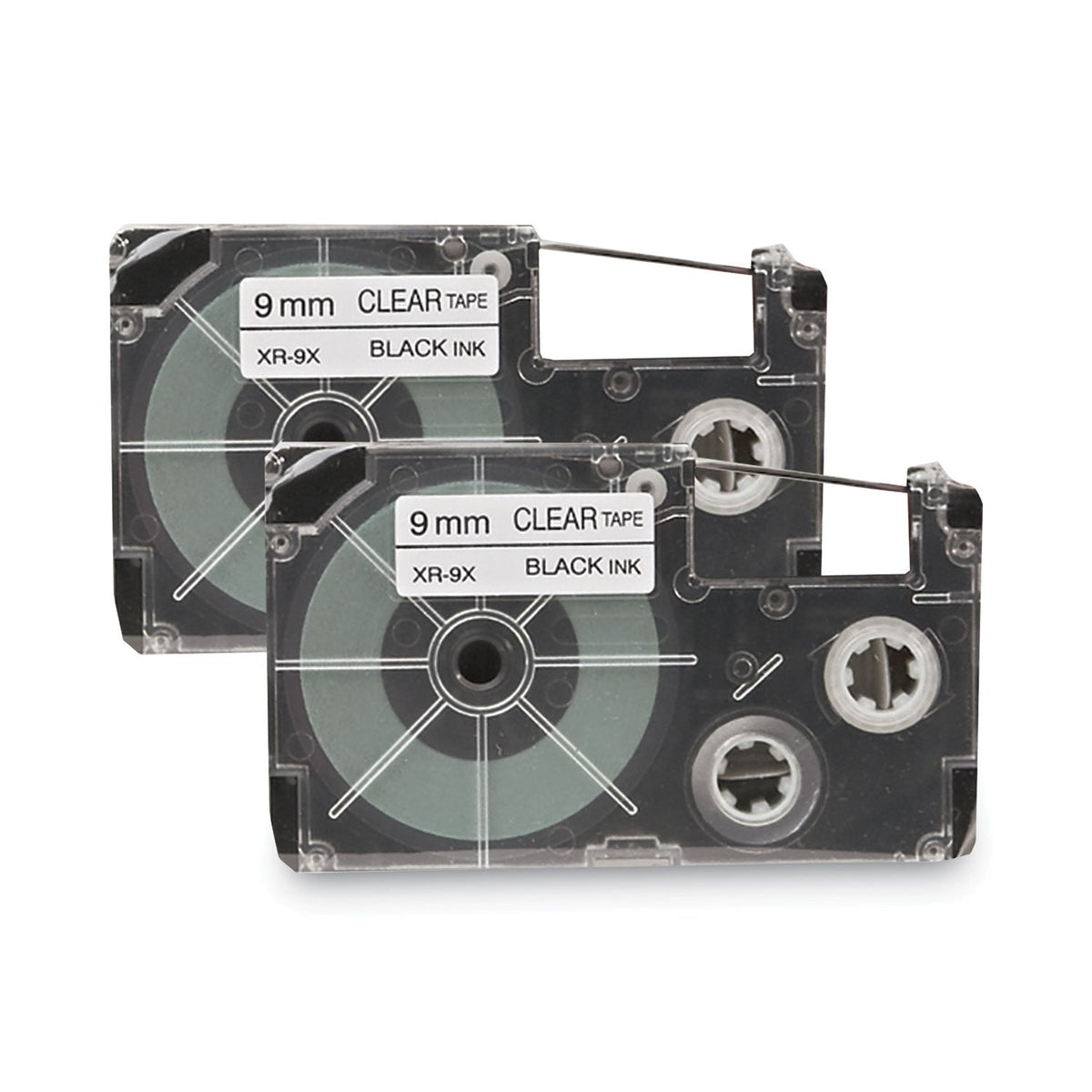 Casio Tape Cassettes for KL Label Makers, 0.37" x 26 ft, Black on Clear, 2/Pack
