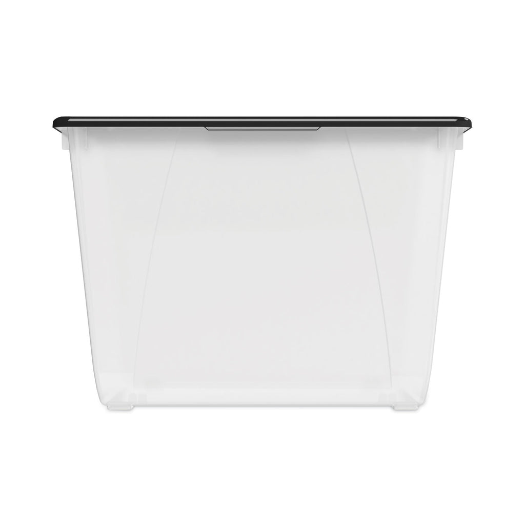 Storex Storage Tote, 16 gal, 22.7" x 18.25" x 12.86", Clear/Black
