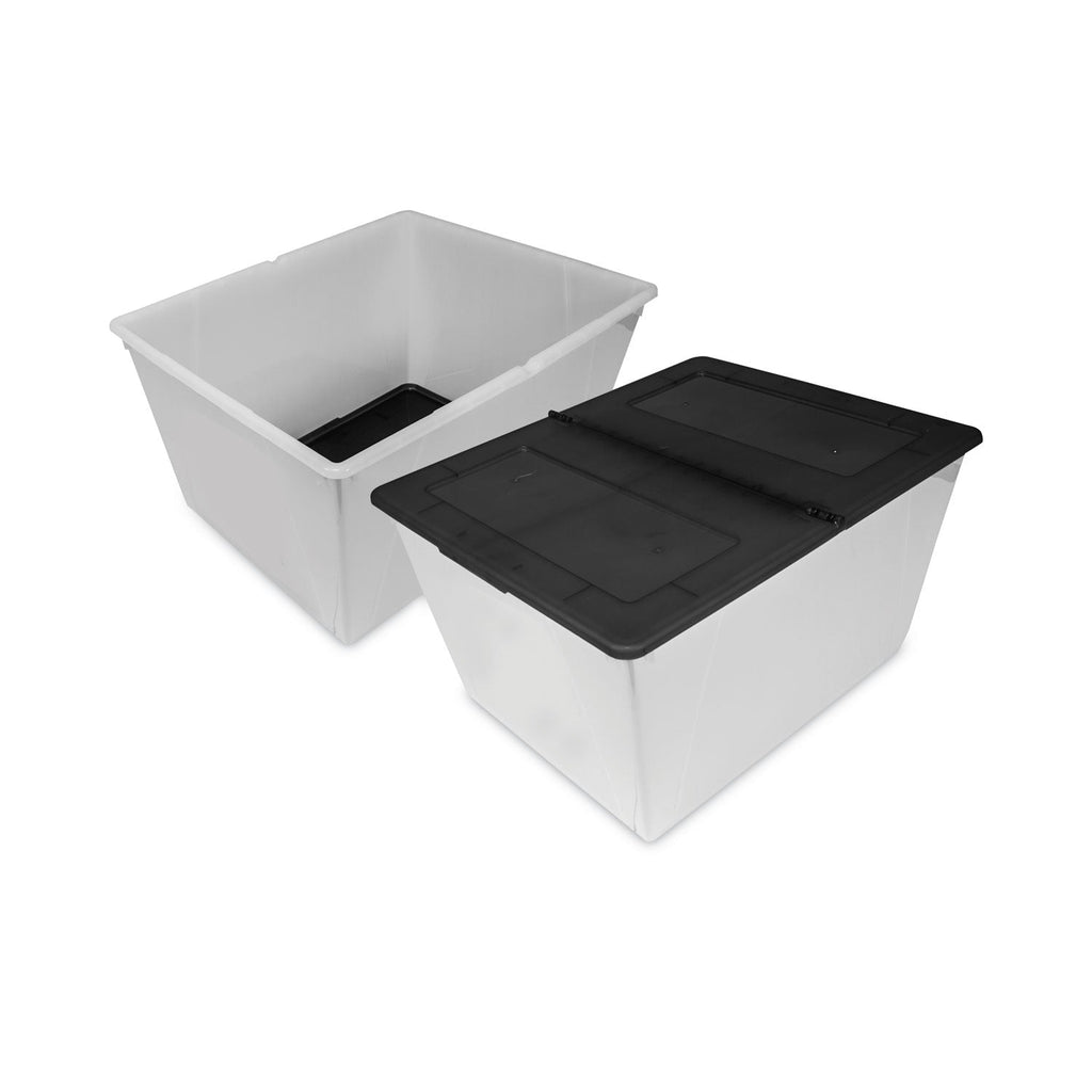 Storex Storage Tote, 16 gal, 22.7" x 18.25" x 12.86", Clear/Black