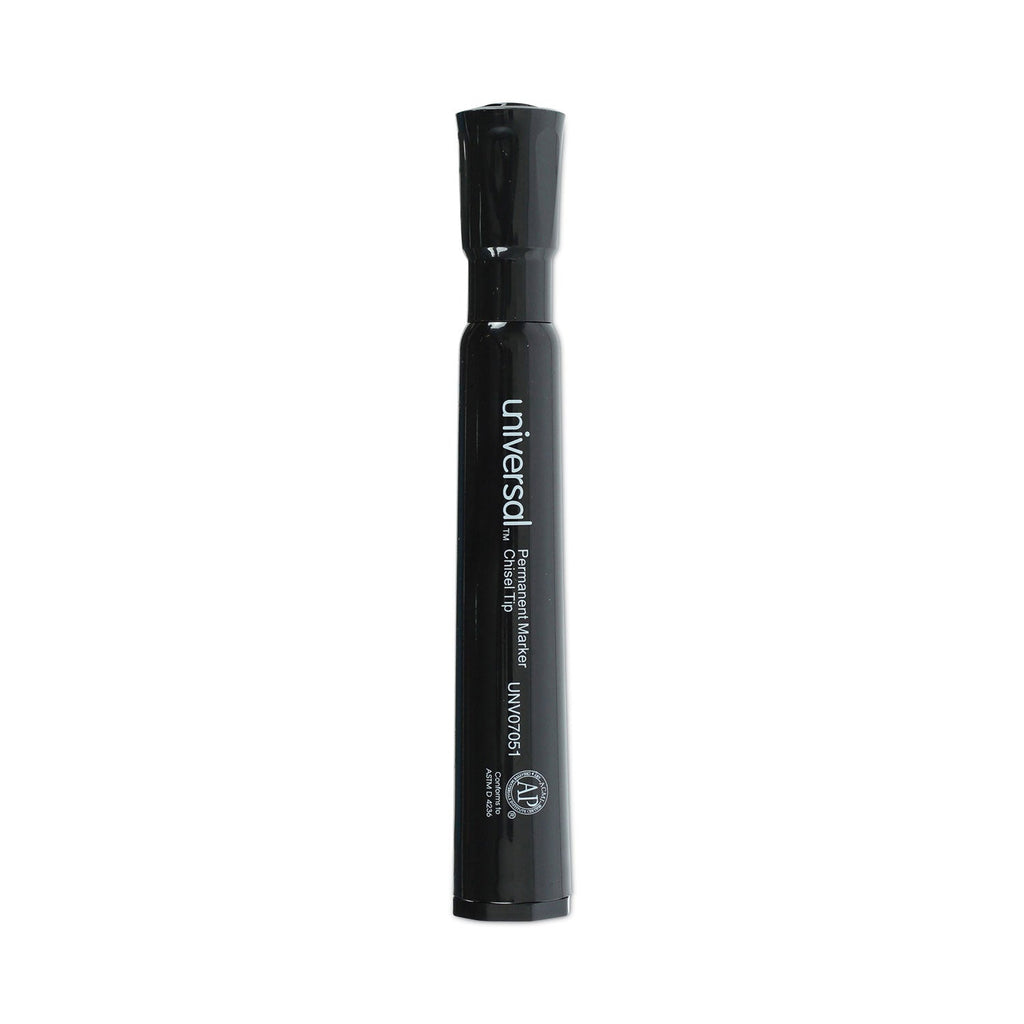 Universal Chisel Tip Permanent Marker, Broad Chisel Tip, Black, Dozen