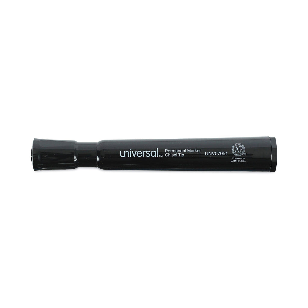 Universal Chisel Tip Permanent Marker, Broad Chisel Tip, Black, Dozen