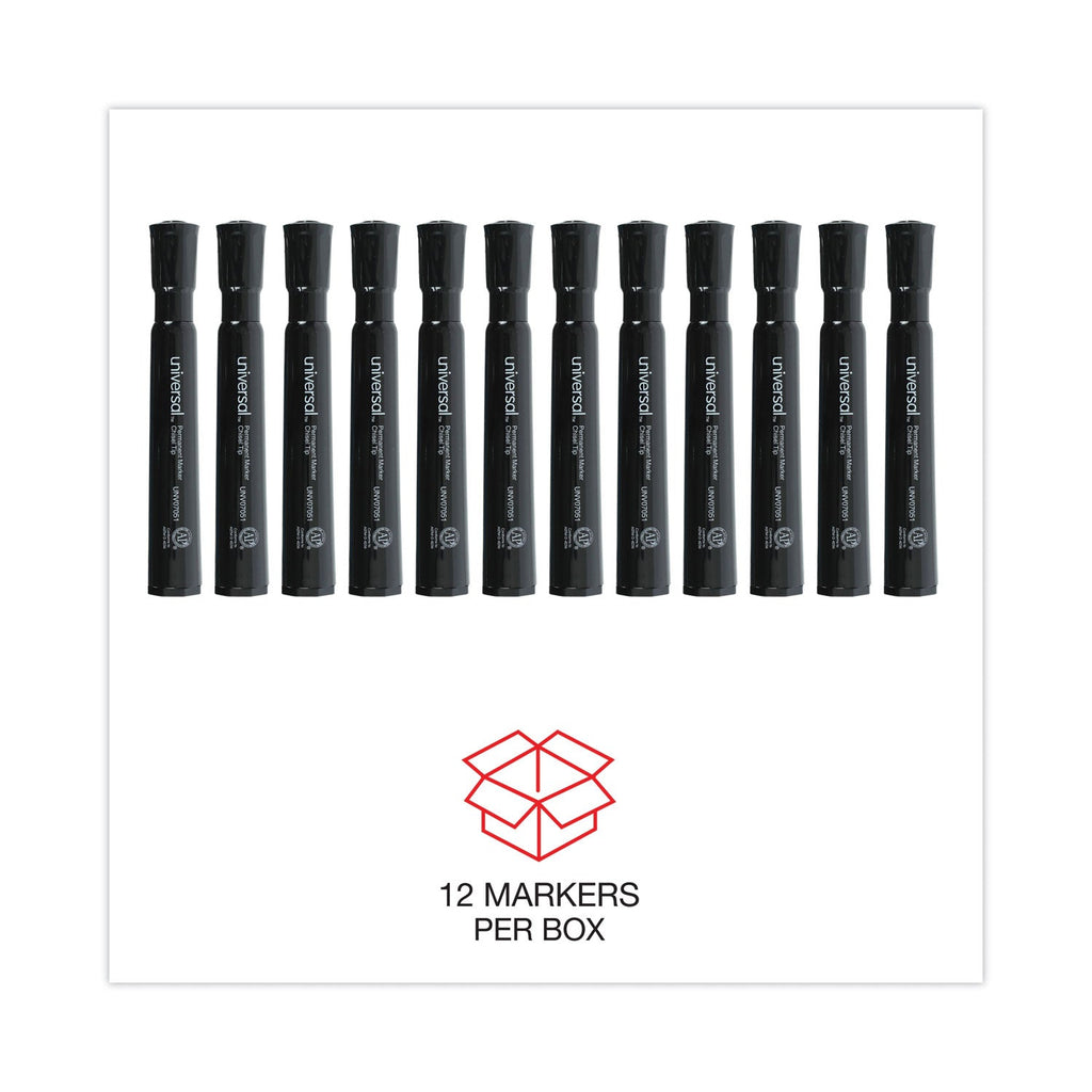Universal Chisel Tip Permanent Marker, Broad Chisel Tip, Black, Dozen