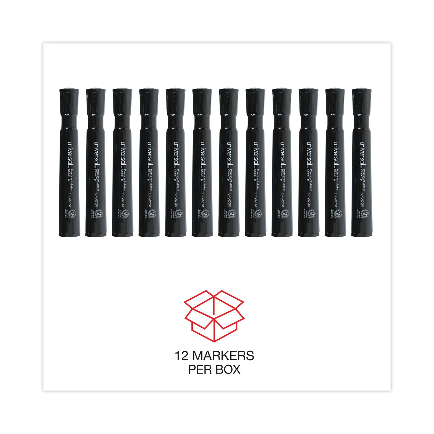 Universal Chisel Tip Permanent Marker, Broad Chisel Tip, Black, Dozen