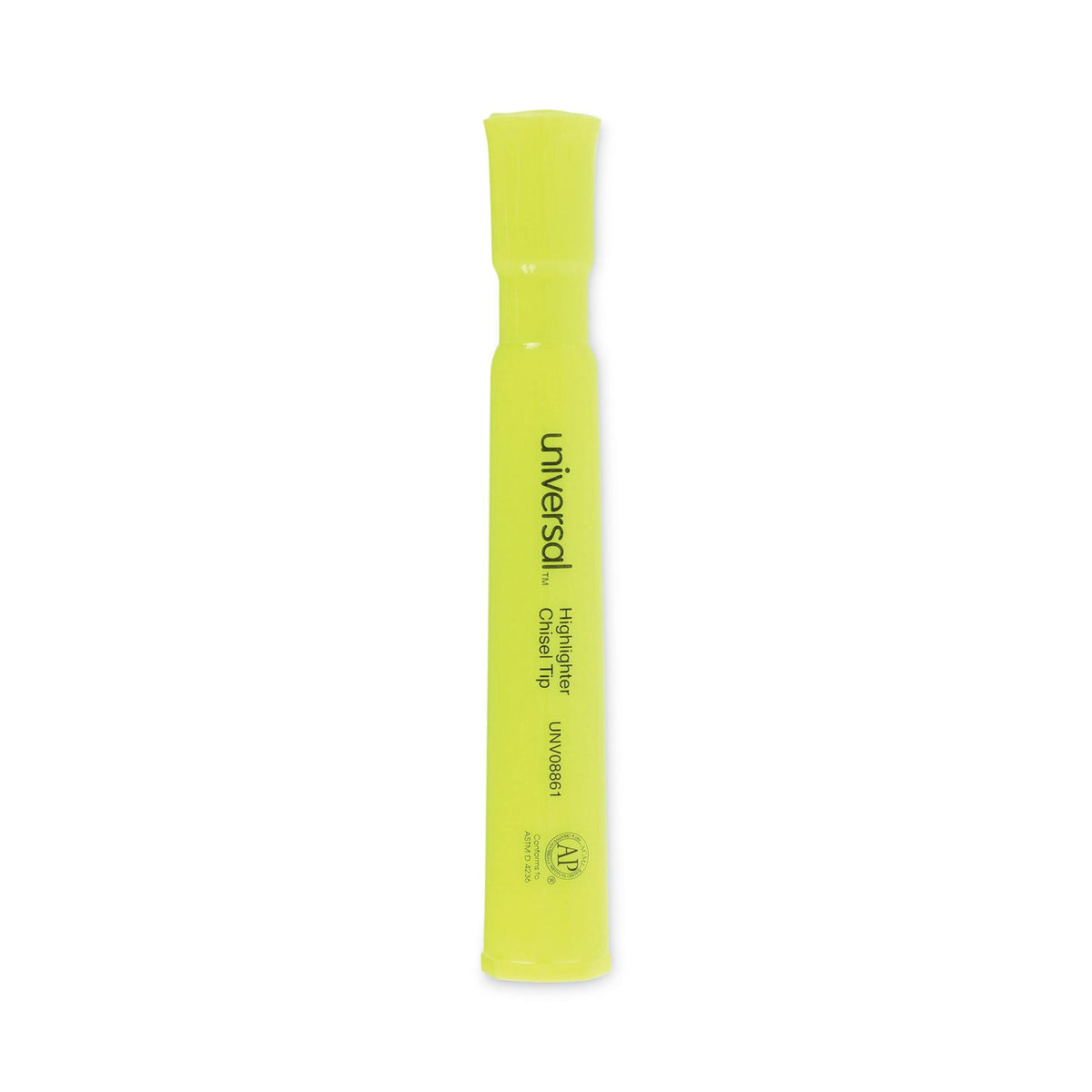 Universal Desk Highlighters, Fluorescent Yellow Ink, Chisel Tip, Yellow Barrel, Dozen