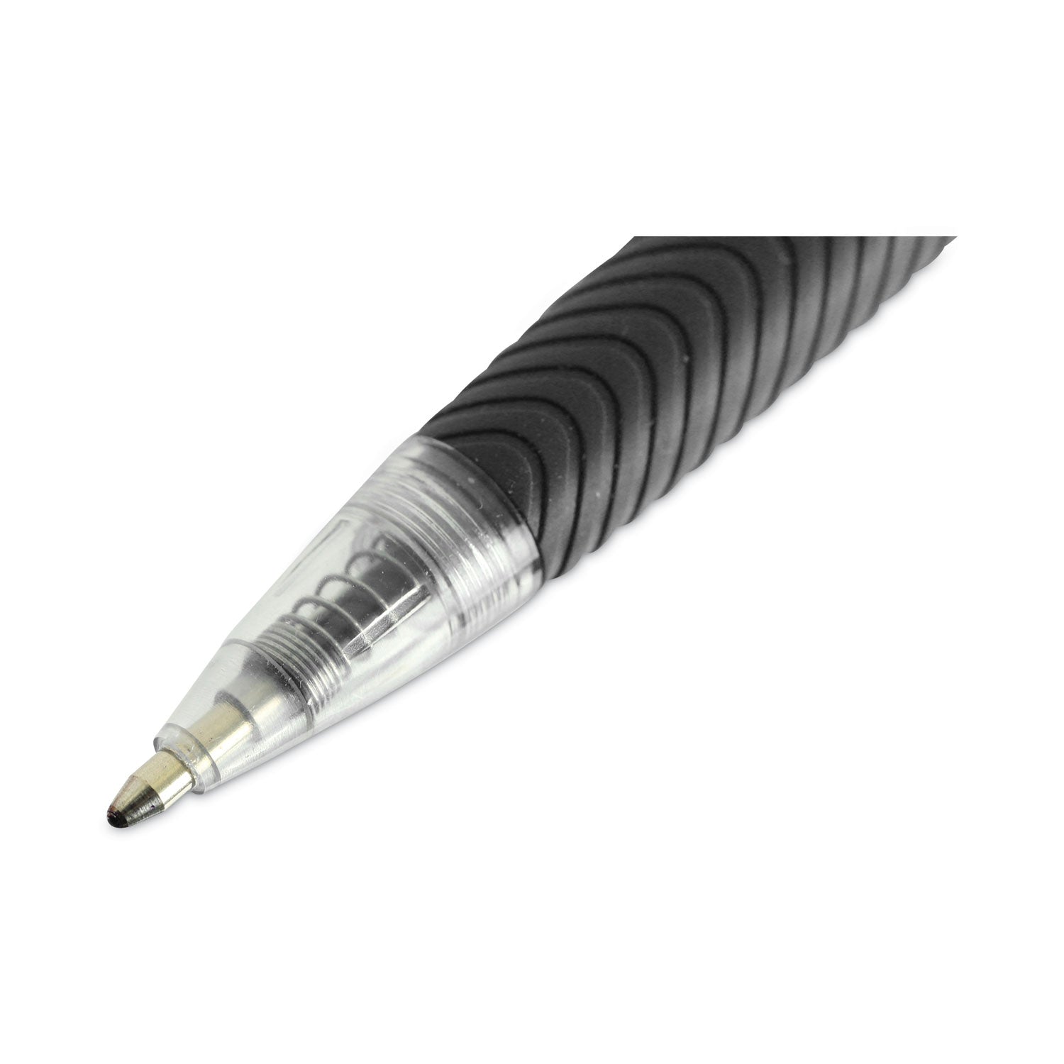 Universal Comfort Grip Ballpoint Pen, Retractable, Medium 1 mm, Black Ink, Clear Barrel, Dozen
