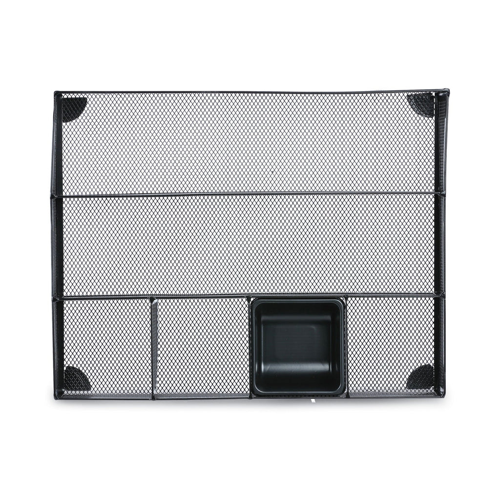 Universal Metal Mesh Drawer Organizer, Six Compartments, 15 x 11.88 x 2.5, Black
