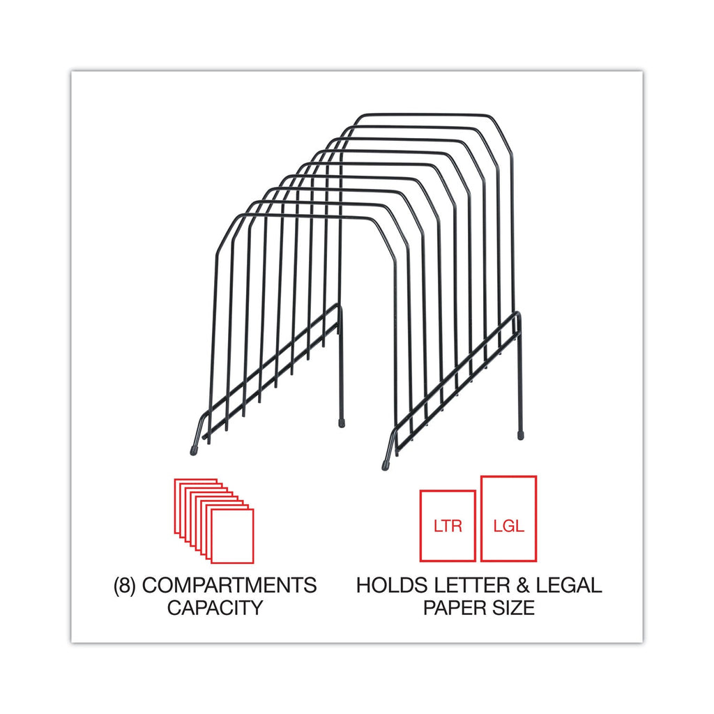 Universal Wire Tiered File Sorter, 8 Sections, Letter to Legal Size Files, 8" x 10.5" x 12.5", Black