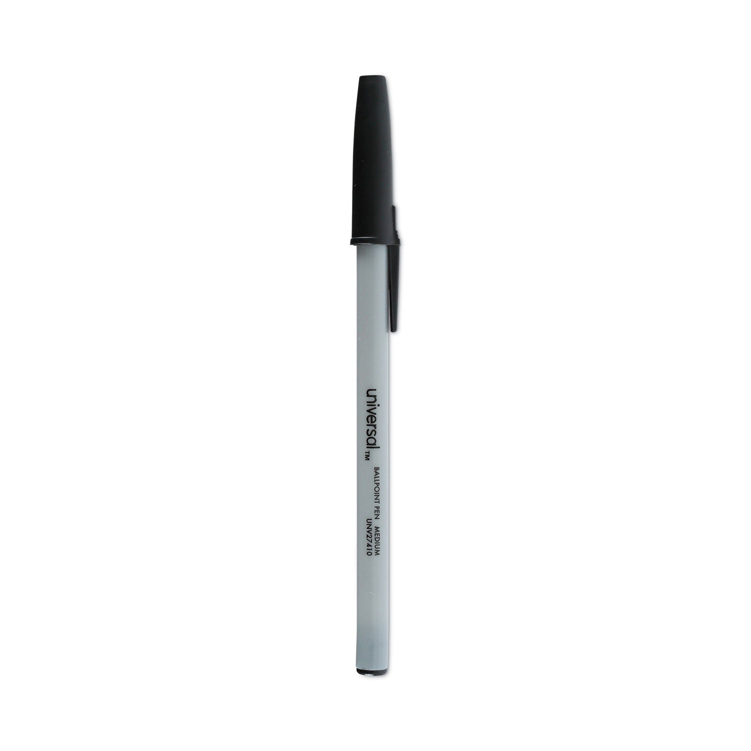 Universal Ballpoint Pen, Stick, Medium 1 mm, Black Ink, Gray Barrel, Dozen