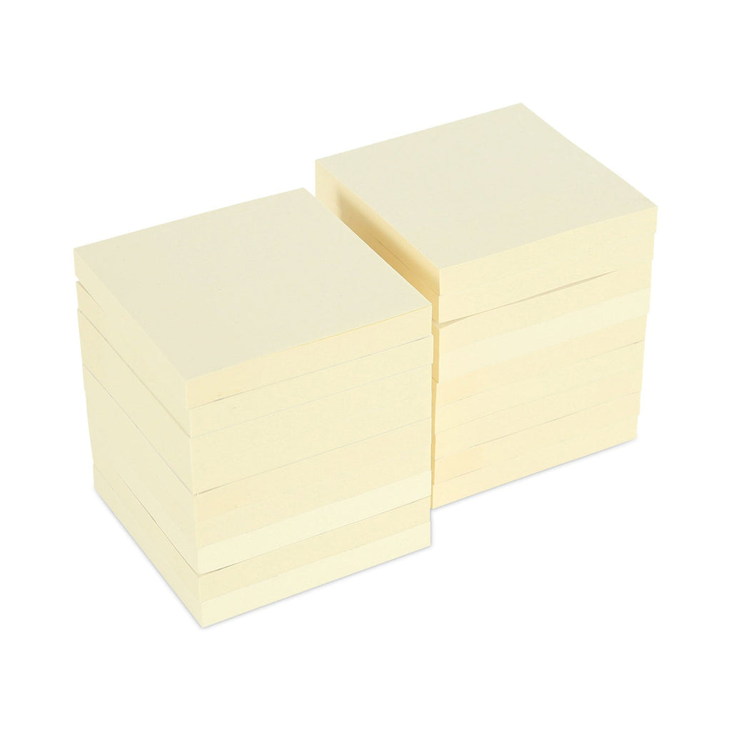 Universal Recycled Self-Stick Note Pads, 3" x 3", Yellow, 100 Sheets/Pad, 18 Pads/Pack