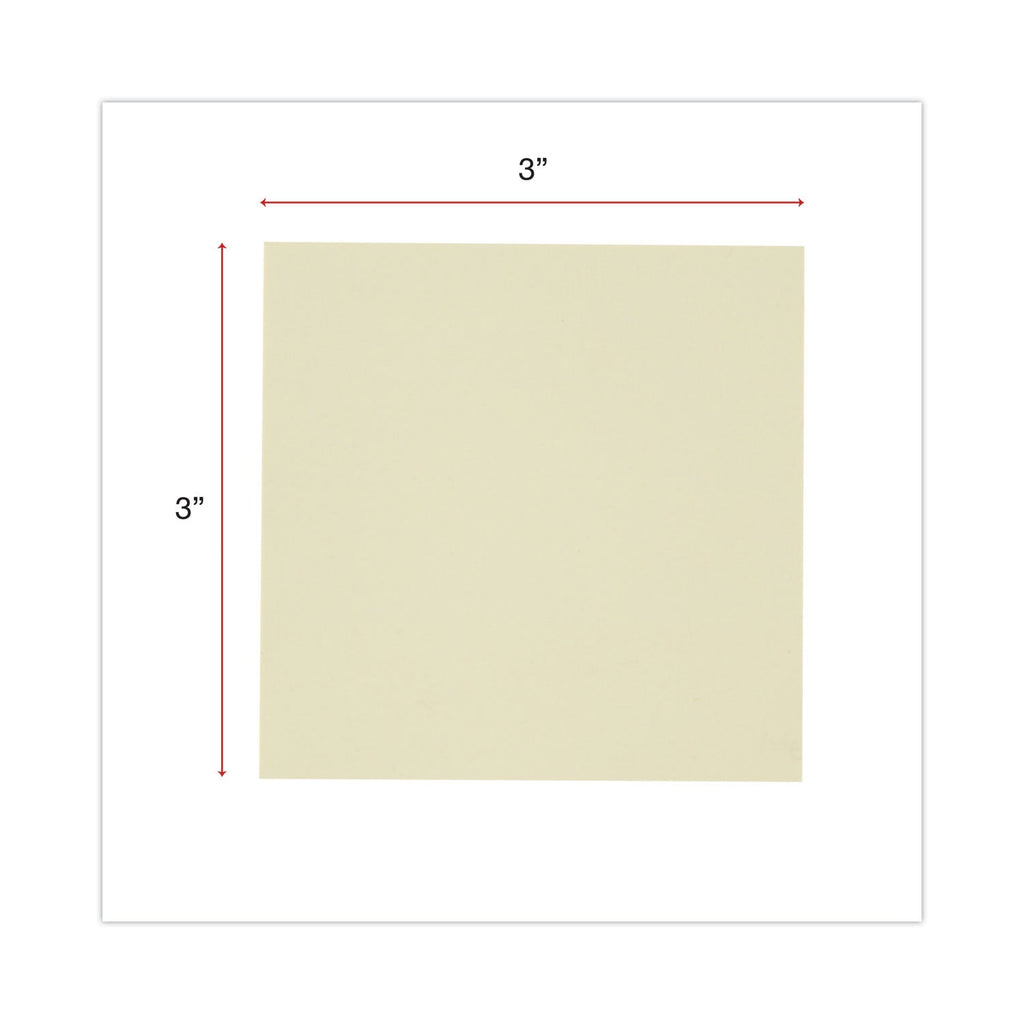 Universal Recycled Self-Stick Note Pads, 3" x 3", Yellow, 100 Sheets/Pad, 18 Pads/Pack