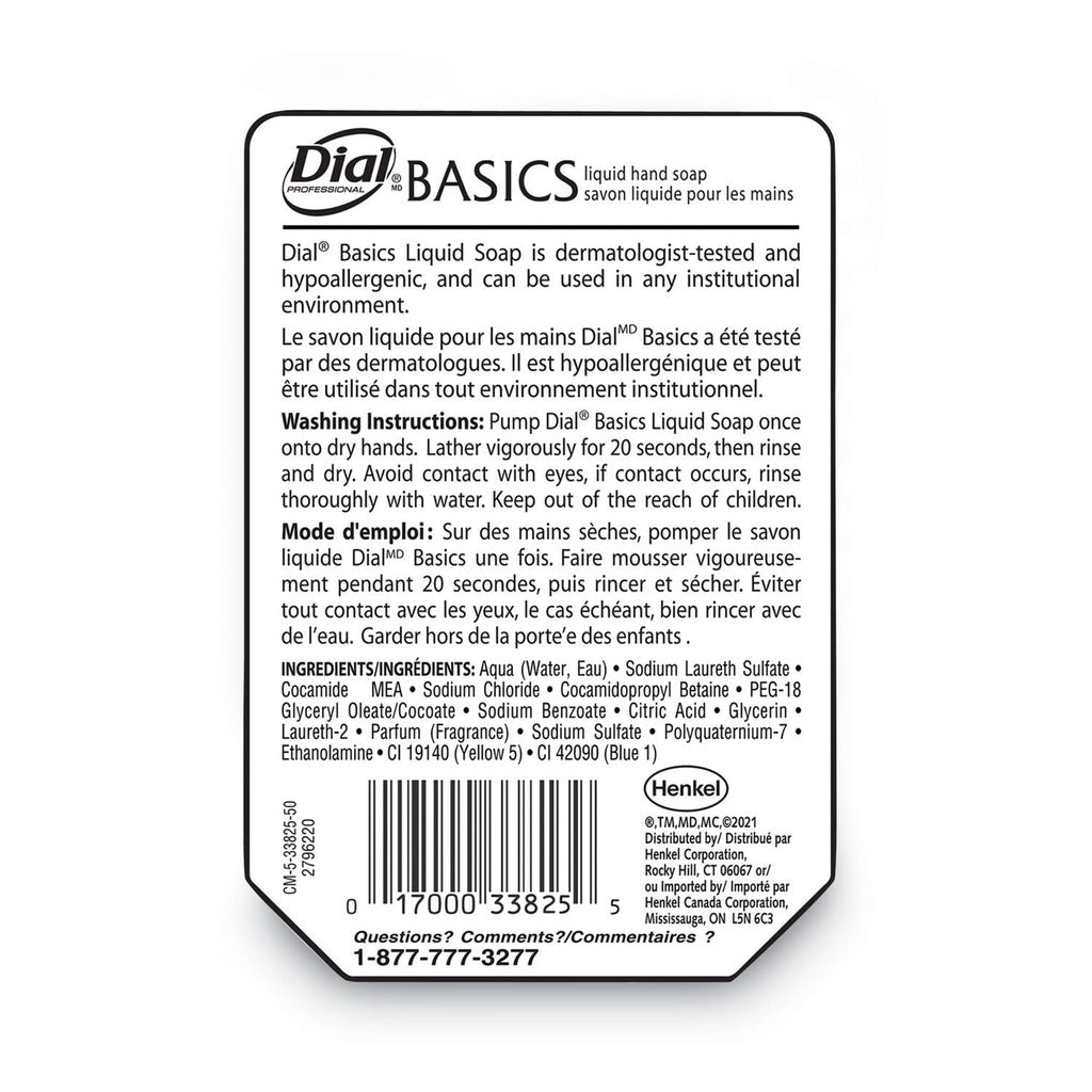 Dial Basics MP Free Liquid Hand Soap, Unscented, 15 oz Refill Bottle, 6/Carton