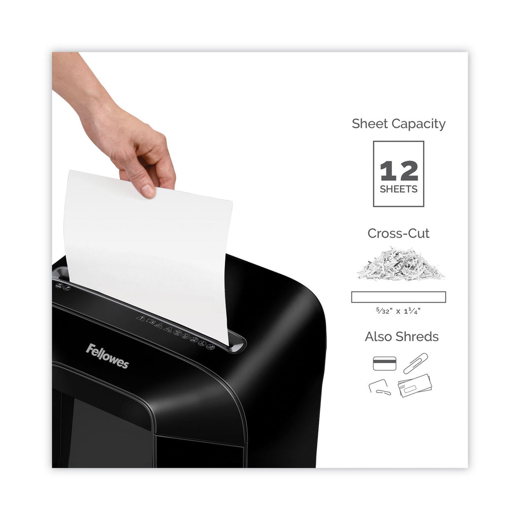 Fellowes Powershred LX85 Cross-Cut Shredder, 12 Manual Sheet Capacity