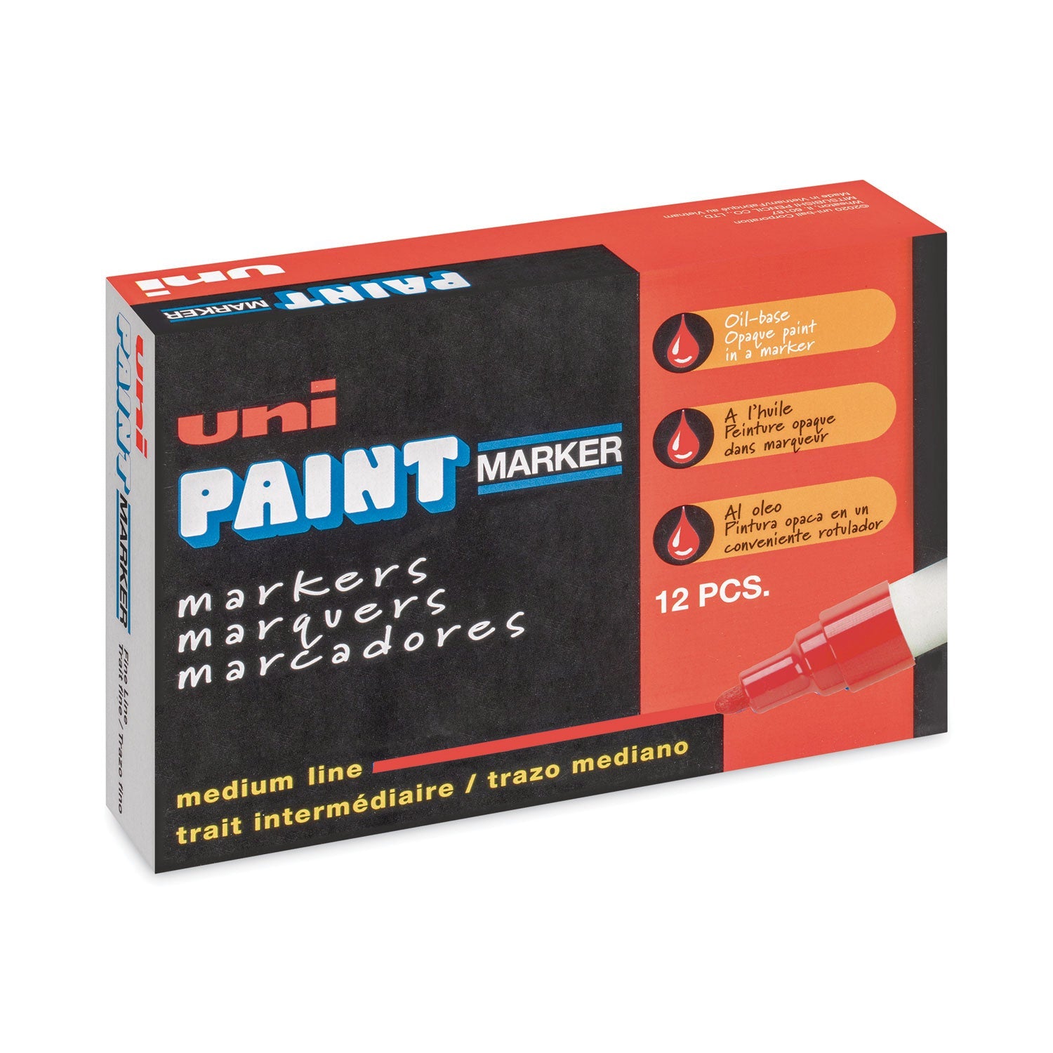 uni Permanent Marker, Medium Bullet Tip, Red