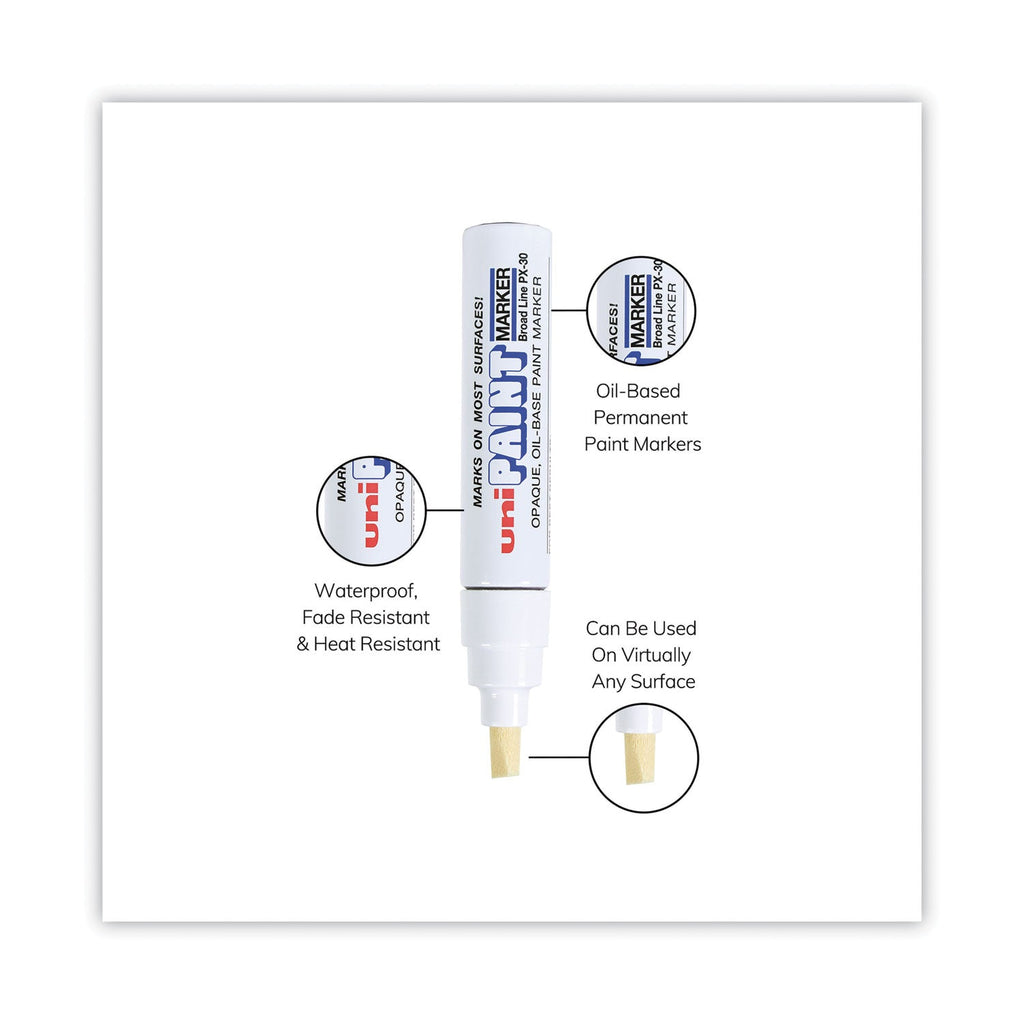 uni Permanent Marker, Broad Chisel Tip, White