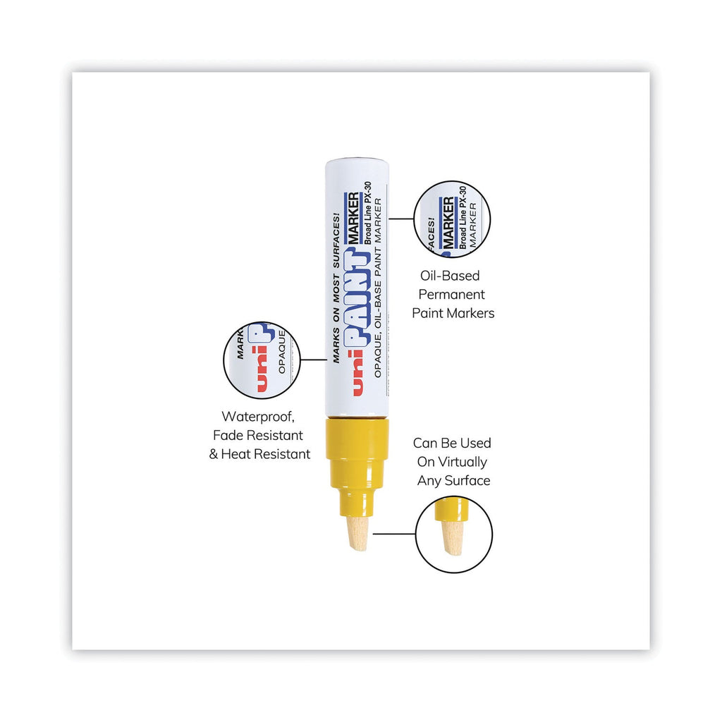 uni Permanent Marker, Broad Chisel Tip, Yellow