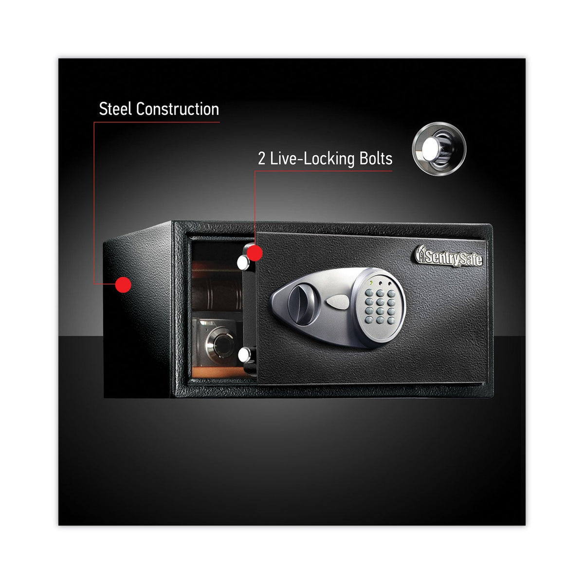 Sentry Electronic Lock Security Safe, 1 cu ft, 16.94w x 14.56d x 8.88h, Black