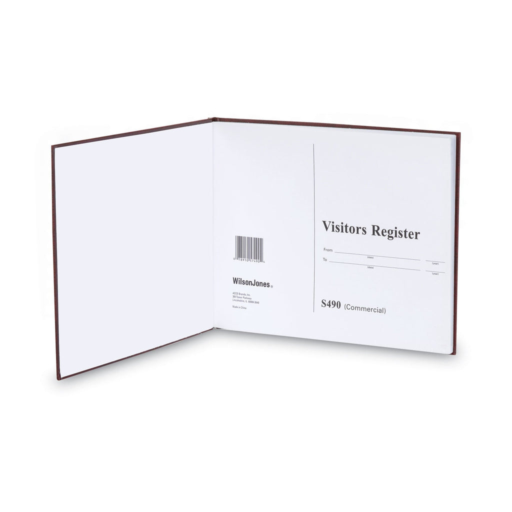 Wilson Jones Visitor Register Book, 5 Column Format, Red Cover, 10.5 x 8.5 Sheets, 112 Sheets/Book