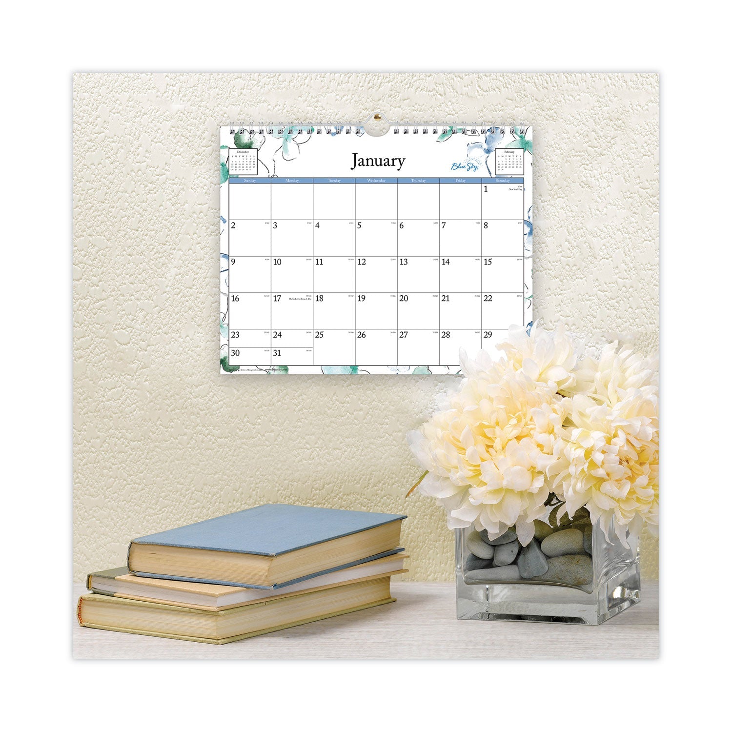 Blue Sky Lindley Wall Calendar, Lindley Floral Artwork, 11 x 8.75, White/Multicolor Sheets, 12-Month (Jan to Dec): 2023