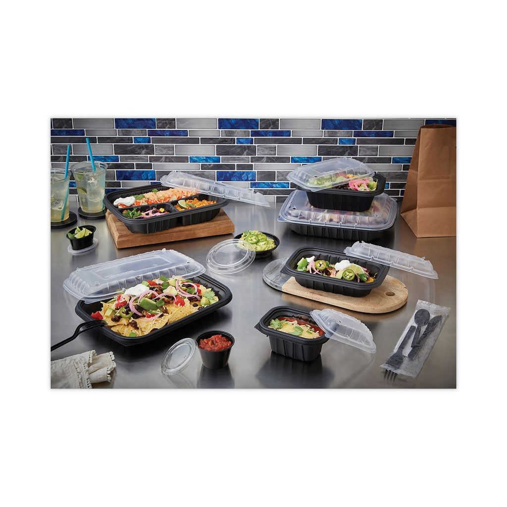 Pactiv Evergreen EarthChoice Entree2Go Takeout Container, 64 oz, 11.75 x 8.75 x 2.13, Black, Plastic, 200/Carton