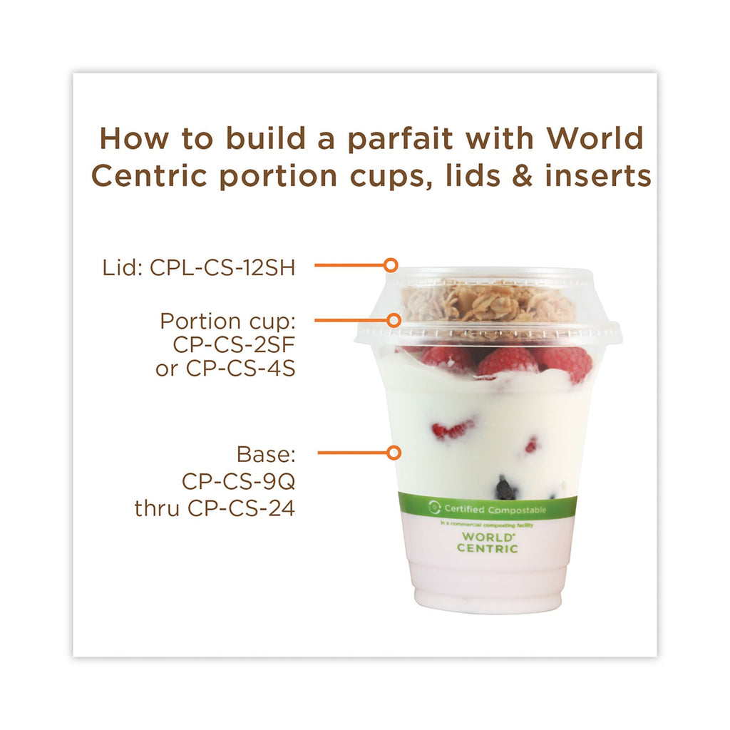 World Centric PLA Clear Cold Cups, Flat Style, 2 oz, Clear, 2,000/Carton