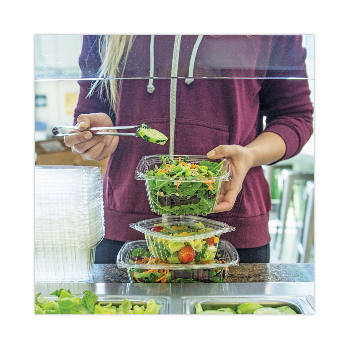 World Centric PLA Rectangular Deli Containers, 12 oz, 4.8 x 5.9 x 2.1, Clear, Plastic, 900/Carton