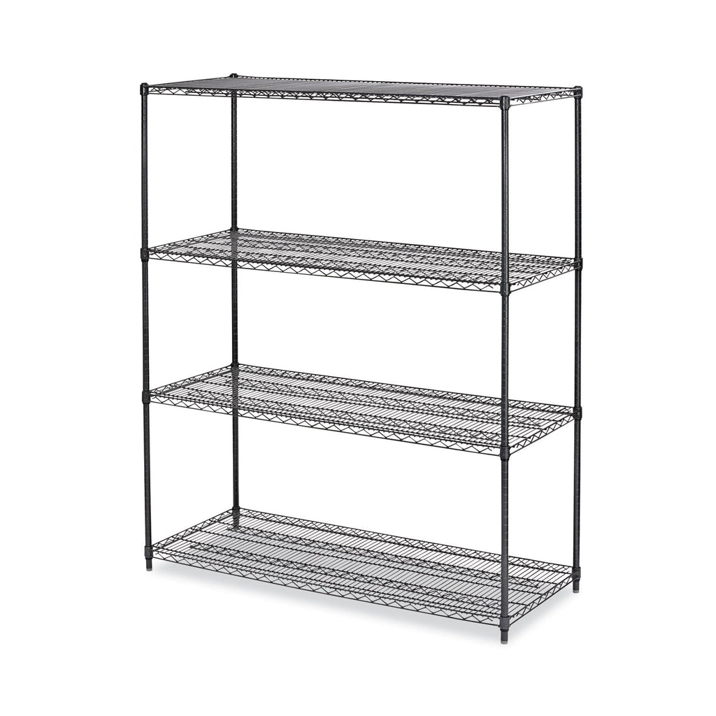 Alera All-Purpose Wire Shelving Starter Kit, Four-Shelf, 60w x 24d x 72h, Black Anthracite Plus